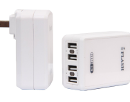 iFlash® Four Port USB Wall/Travel/AC Rapid Charger (White)
